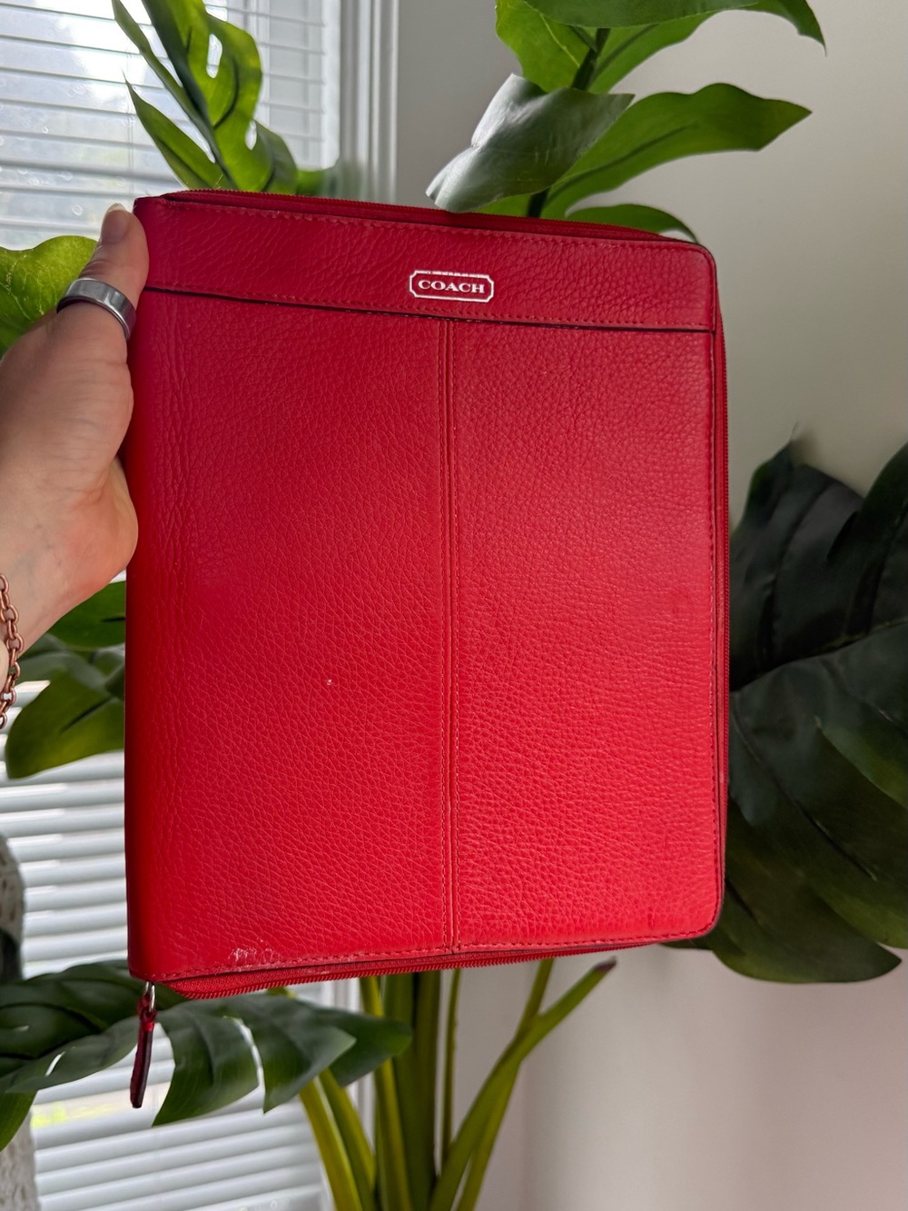 Coach Red Leather Zip Tablet Folio